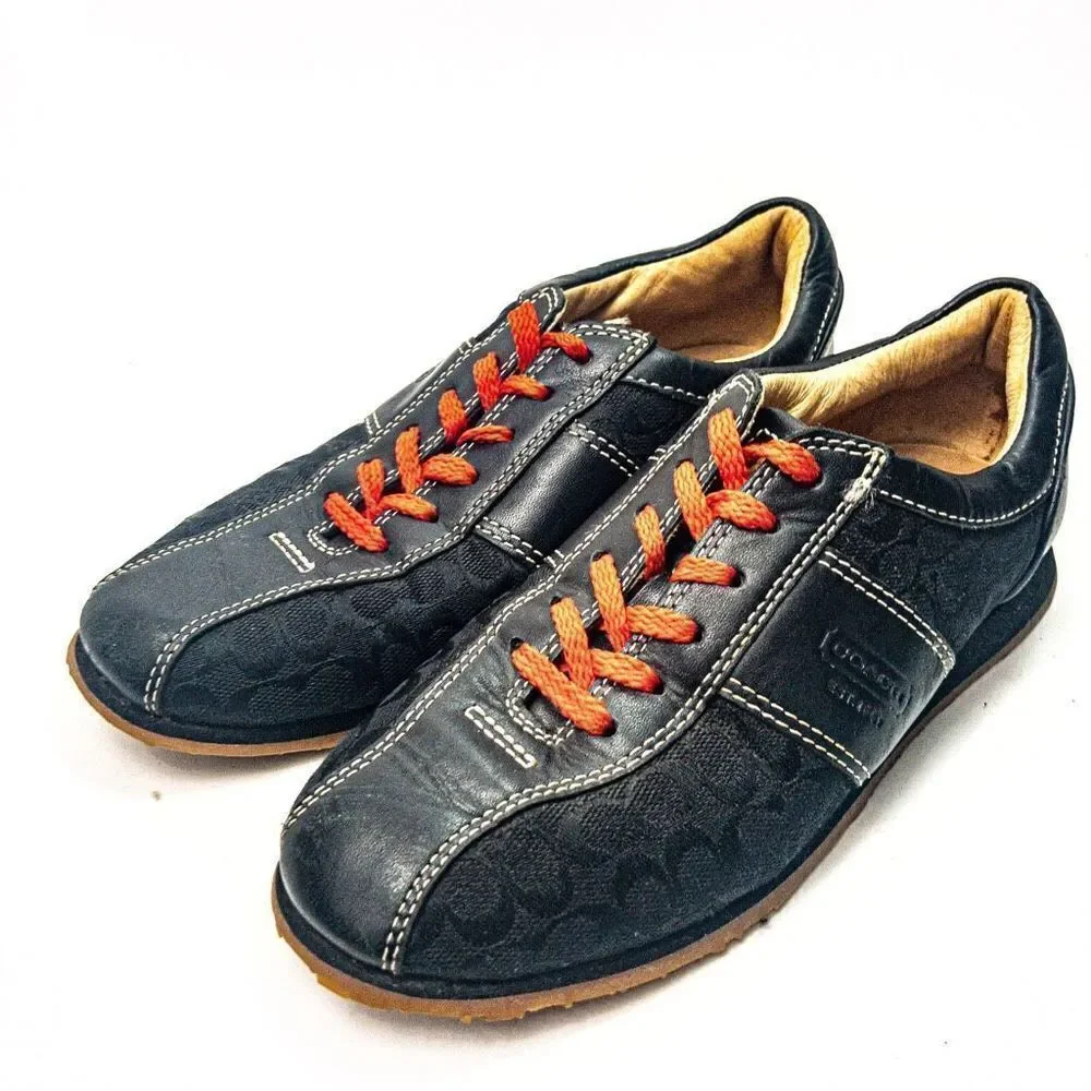 Coach Noella Black Leather and Canvas Sneakers Sz 5M